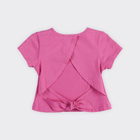 Kız Çocuk Arkası Pencere Detaylı T-Shirt Yeşil