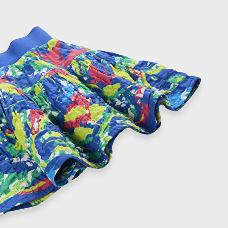 Kız Çocuk Çok Renkli Desenli Etek Saks