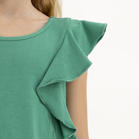 Kız Çocuk Fırfırlı Detaylı Elbise Sarı