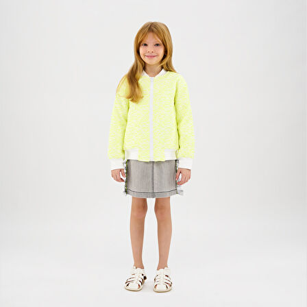 Kız Çocuk Tül Detaylı Denim Etek Gri