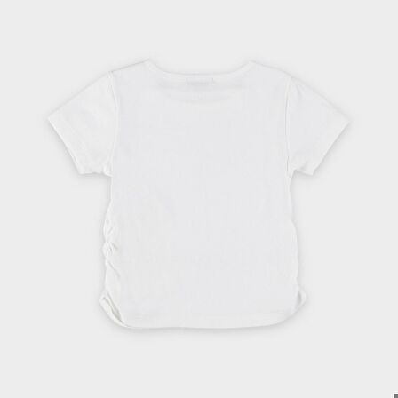 Kız Çocuk Pencere Detaylı T-Shirt Beyaz