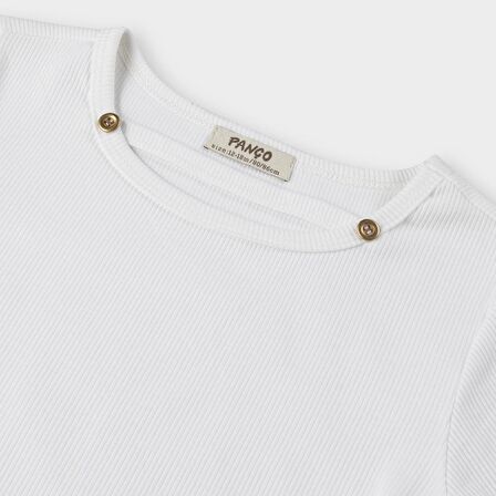 Kız Çocuk Pencere Detaylı T-Shirt Beyaz