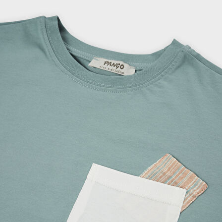 Erkek Çocuk Cep Detaylı T-Shirt Ekru