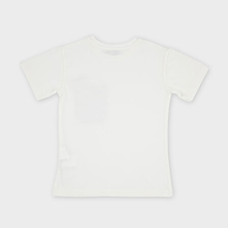 Erkek Çocuk Cep Detaylı T-Shirt Ekru