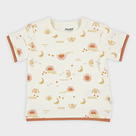 Unisex Çocuk Baskılı Kısa Kollu T-Shirt Ekru