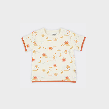 Unisex Çocuk Baskılı Kısa Kollu T-Shirt Ekru