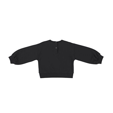 Panço Kız Çocuk Nakışlı Sweatshirt Siyah