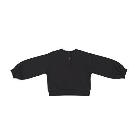 Panço Kız Çocuk Nakışlı Sweatshirt Siyah