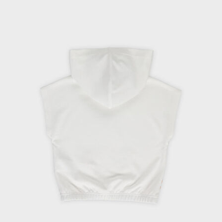 Kız Çocuk Desenli Kanguru Cepli Kapüşonlu Sweatshirt Ekru