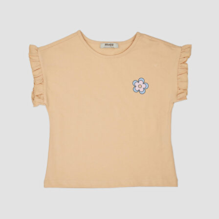Kız Çocuk Baskı Detaylı T-Shirt Somon