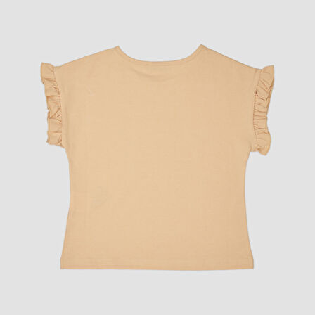 Kız Çocuk Baskı Detaylı T-Shirt Somon