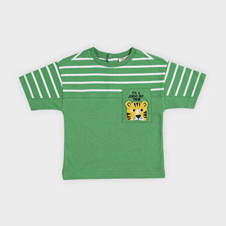 Erkek Çocuk Cepli Kısa Kollu T-Shirt Yeşil