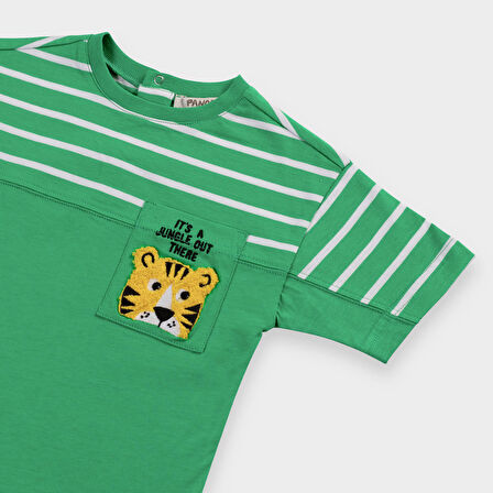 Erkek Çocuk Cepli Kısa Kollu T-Shirt Yeşil