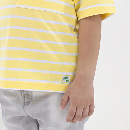Erkek Çocuk Çizgili T-Shirt Sarı