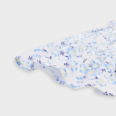 Kız Çocuk Çiçek Desenli Elbise Mavi