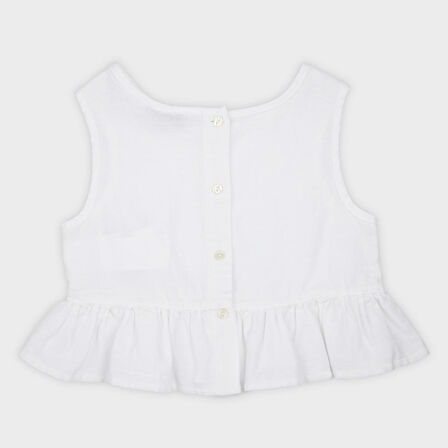 Kız Çocuk Eteği Fırfır Detaylı Bluz Beyaz