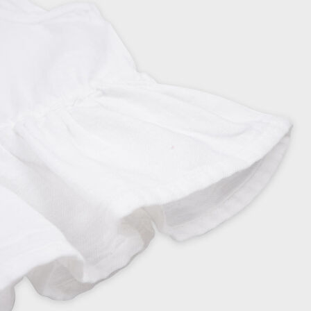 Kız Çocuk Eteği Fırfır Detaylı Bluz Beyaz