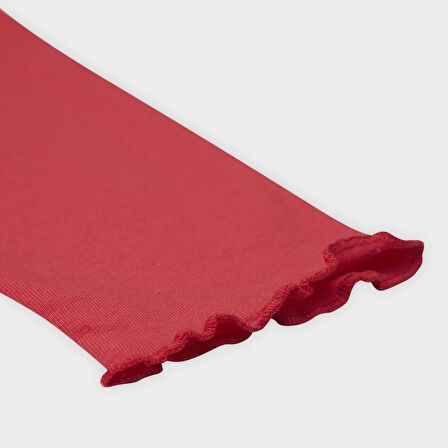 Kız Çocuk Baskı Detaylı T-Shirtlü Taytlı Takım Kırmızı