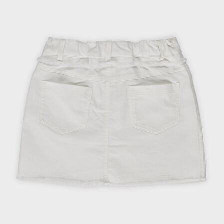 Kız Çocuk Düğmeli Etek Beyaz