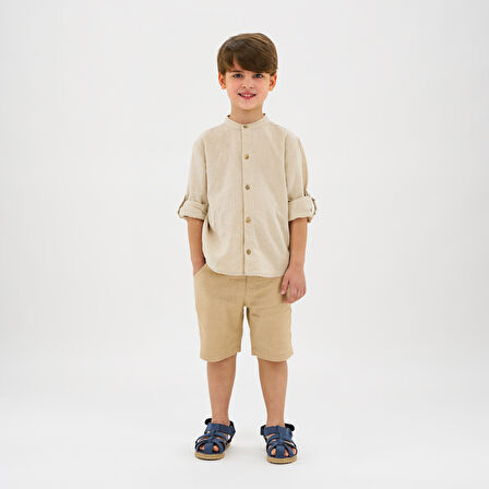 Erkek Çocuk Hakim Yaka Gömlek Bej