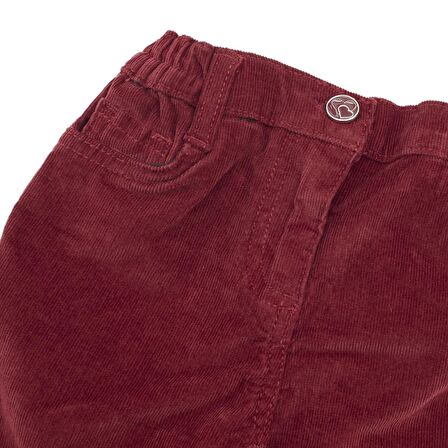 Panço Kız Çocuk Beş Cepli Kadife Pantolon Bordo