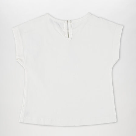 Kız Çocuk Baskı Detaylı T-Shirt Ekru