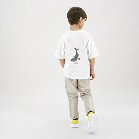 Erkek Çocuk Baskı Detaylı T-Shirt Beyaz