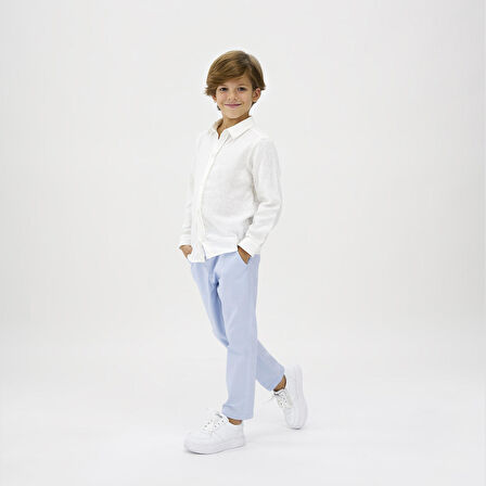 Erkek Çocuk Düğmeli Gömlek Beyaz