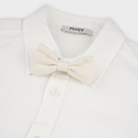 Erkek Çocuk Papyon Detaylı Gömlek Ekru