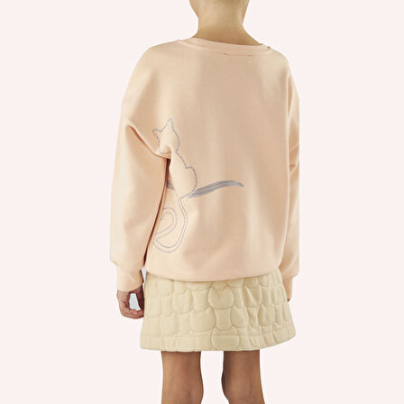 Kız Çocuk Sırtı Baskı Detaylı Sweatshirt Somon