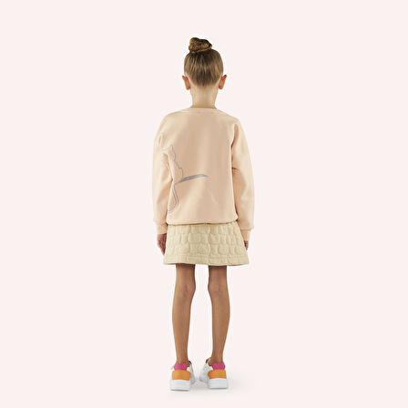 Kız Çocuk Sırtı Baskı Detaylı Sweatshirt Somon