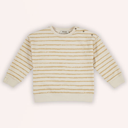 Erkek Çocuk Çizgi Desenli Sweatshirt Bej