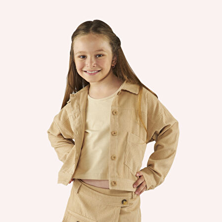 Kız Çocuk  Düğmeli Ceket         