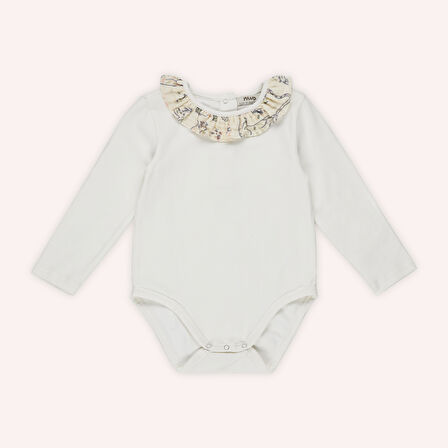 Kız Çocuk  Yakası Müslin Fırfırlı Body      