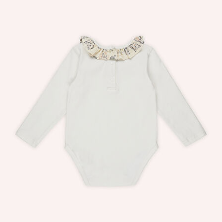 Kız Çocuk  Yakası Müslin Fırfırlı Body      