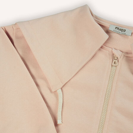 Kız Çocuk  Geniş Yaka Detaylı Fermuarlı Sweatshirt     