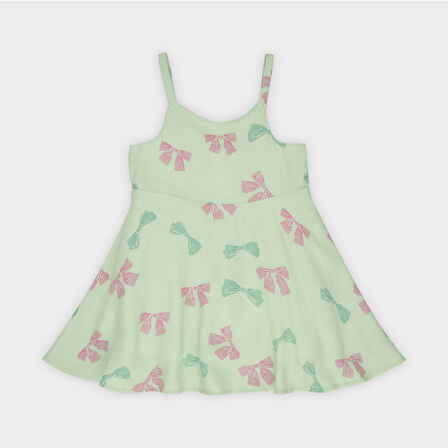 Kız Çocuk Desenli İki Parçalı Elbise Pembe