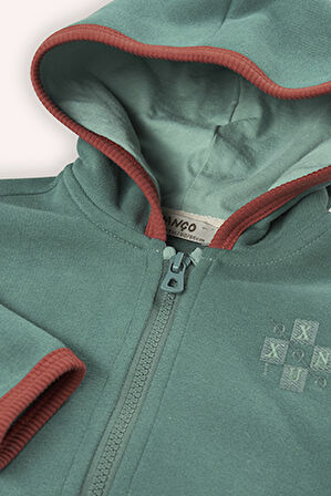 Erkek Çocuk Fermuarlı Sweatshirt Yeşil