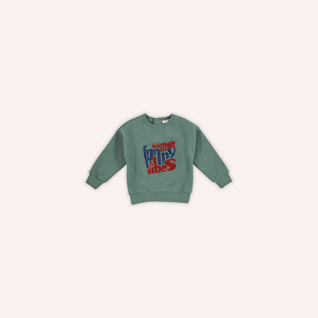 Erkek Çocuk Nakışlı Sweatshirt Yeşil