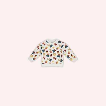 Erkek Çocuk Baskılı Sweatshirt Ekru