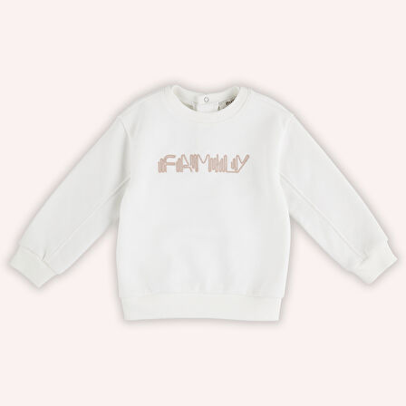 Erkek Çocuk Nakışlı Sweatshirt Ekru