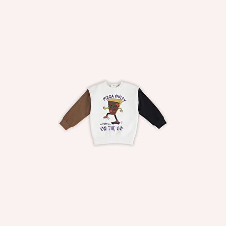 Erkek Çocuk Baskılı Sweatshirt Ekru