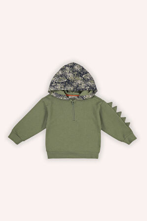 Erkek Çocuk Kapüşonlu Sweatshirt Haki