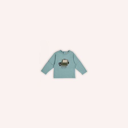 Erkek Çocuk Baskılı Uzun Kollu T-Shirt Mint