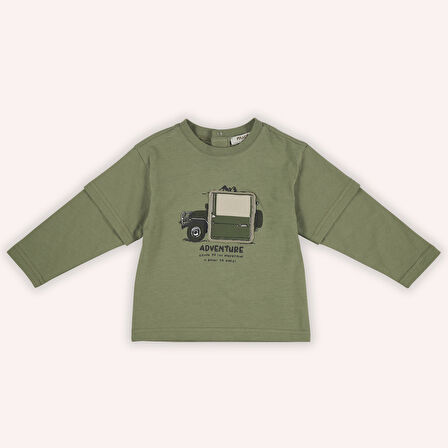 Erkek Çocuk Baskılı Uzun Kollu T-Shirt Mint