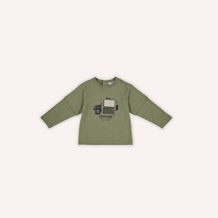 Erkek Çocuk Baskılı Uzun Kollu T-Shirt Mint