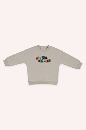 Erkek Çocuk Baskılı Sweatshirt Bej