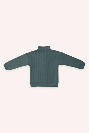 Erkek Çocuk Fermuarlı Sweatshirt Yeşil