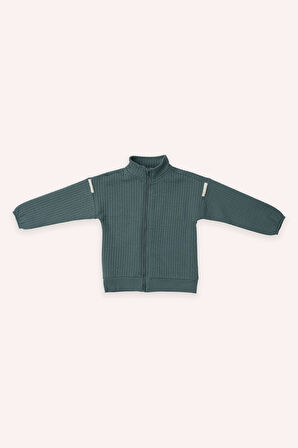 Erkek Çocuk Fermuarlı Sweatshirt Yeşil