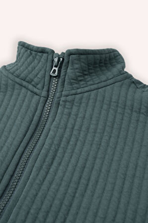 Erkek Çocuk Fermuarlı Sweatshirt Yeşil